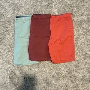 3 pairs Men’s Banana Republic Emerson Shorts-brick, mint, burgundy